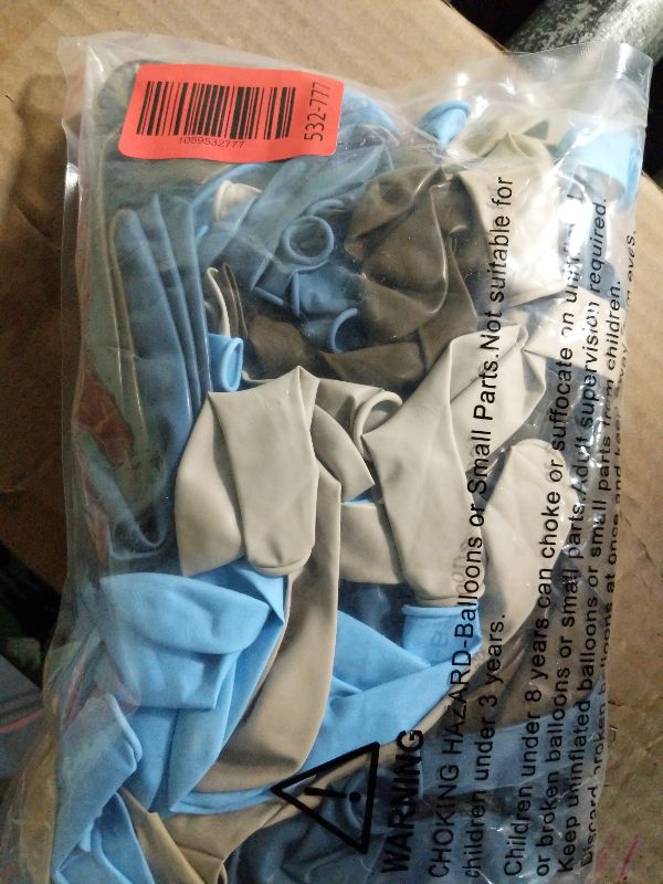 Photo 1 of 154pcs Dusty Blue and Brown Balloon Arch Kit, 18 12 10 5 inch Light Blue White Sand Beige Tan Neutral Balloons for Bear Baby Shower, Woodland Gender Reveal,Boho Birthday Party Decoration