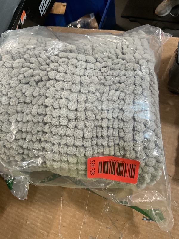 Photo 1 of ***(LOOKS MORE LIKE GREEN THEN GREY)***Turquoize Shaggy Chenille Bathroom Rugs Bath Room Runner Rug Extra Long Large Bath Rugs Non Slip Washable 47 x 17 Floor Mat, Super Water Absorbent & Soft Bath Rug for Bathroom, Dove Gray
