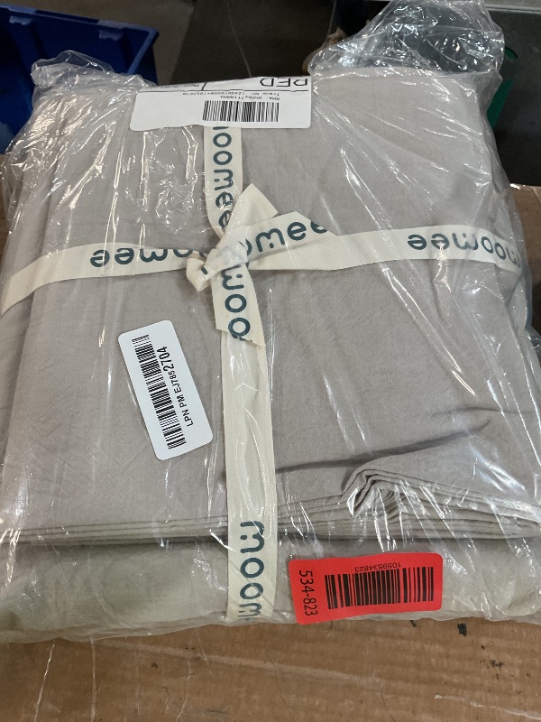 Photo 1 of (COVER ONLY) MooMee Bedding Duvet Cover Set 100% Washed Cotton Linen Like Textured Breathable Durable Soft Comfy (Heathered Cream Grey, Super King 108"x98")