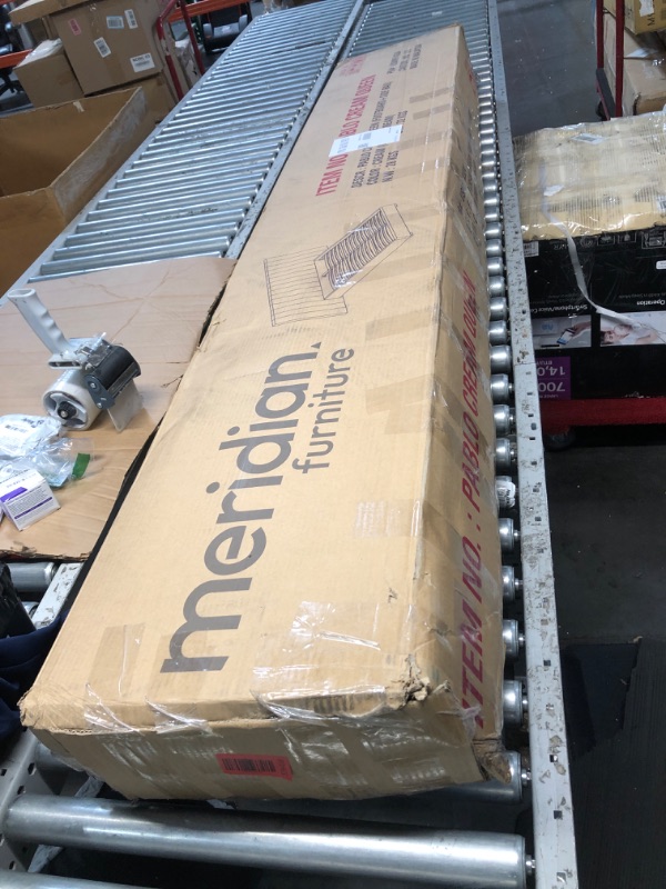 Photo 1 of ***********INCOMPLETE ITEM, THIS IS ONLY BOX #2 OUT OF 2**************
Meridian Furniture PabloCream-Q Pablo Collection Modern | Contemporary Velvet Upholstered Bed with Deep Channel Tufting and Sturdy Chrome Metal Legs, Cream, Queen, 103" W x 85.5" D x 4