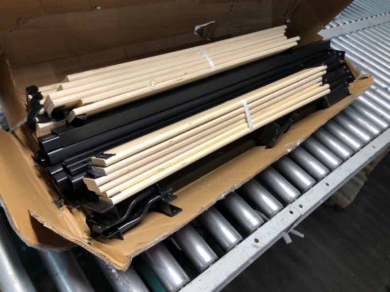 Photo 1 of Mellow Modernista Low Profile 6 Inch Metal Platform Bed Frame with Classic Wooden Slat Support Mattress Foundation (No Box Spring Needed), Queen, Black