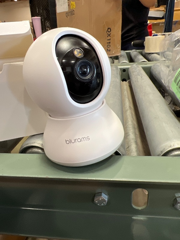 Photo 1 of (UNTESTED) blurams Indoor Camera 2K, Cameras for Home Security 5GHz, 360° Pet Camera w/Motion Tracking, Phone App, 2-Way Audio, IR Night Vision, Siren, Works with Alexa & Google Assistant