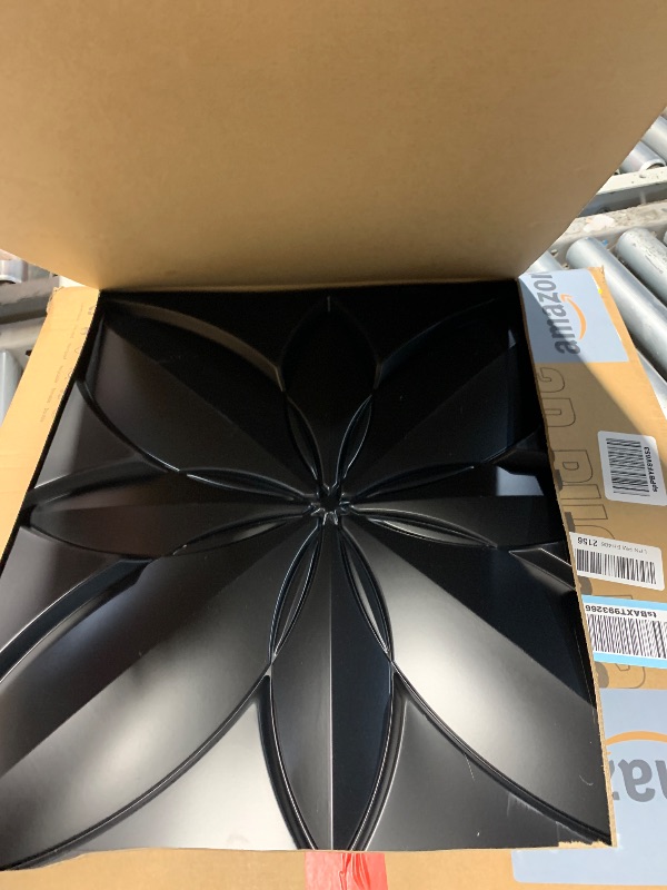 Photo 1 of (PARTIAL SET) WOWSTAR 12-Pack 24"x24" Drop Ceiling Tiles, Waterproof Glue Up Ceiling Decor, Black