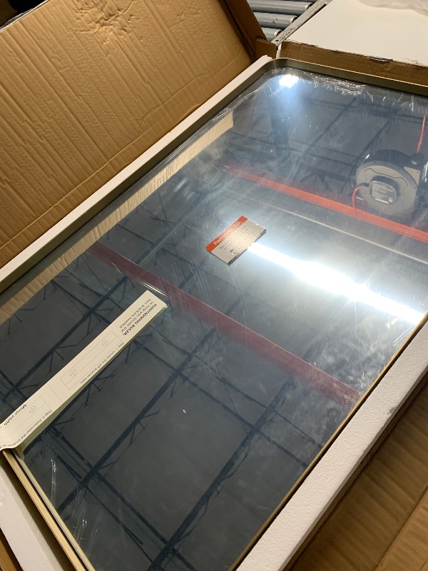Photo 1 of (used) LOAAO 24”X36” Gold Bathroom Mirror, Rounded Rectangle Gold Frame Mirror, Brushed Gold Bathroom Vanity Mirror Wall-Mounted, Anti-Rust
