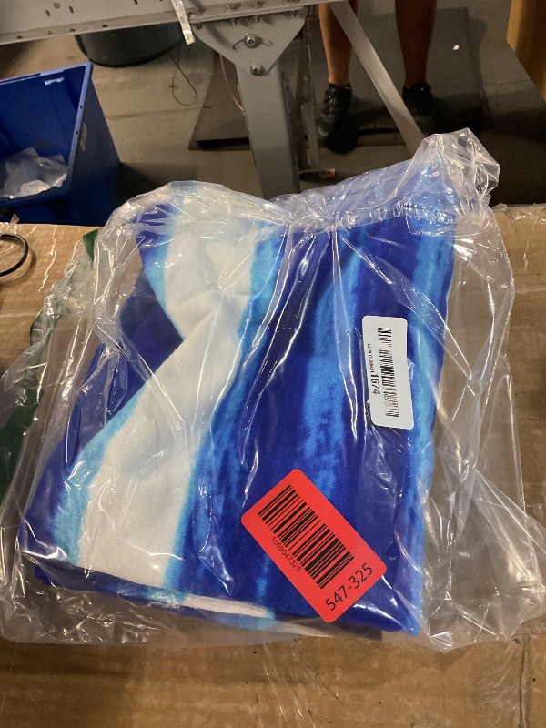Photo 1 of (USED/FAIR) (BAGGED) Oversized Terry Beach Towel 36 x 72 in Soft Extra Large Big Pool Swim Towels for Adult XL Clearance Big Travel Blanket Cruise Vacation Accessories Essentials Lounge Chair Cover Blue Stripe Boho
