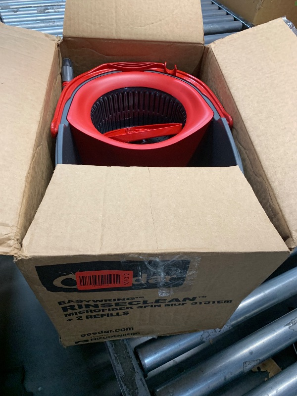 Photo 1 of (MISSING MOP HEAD) O-Cedar RinseClean Spin Mop & Bucket System + 2 Extra Mop Heads| Clean with Clean Water | Removes 99% of Bacteria