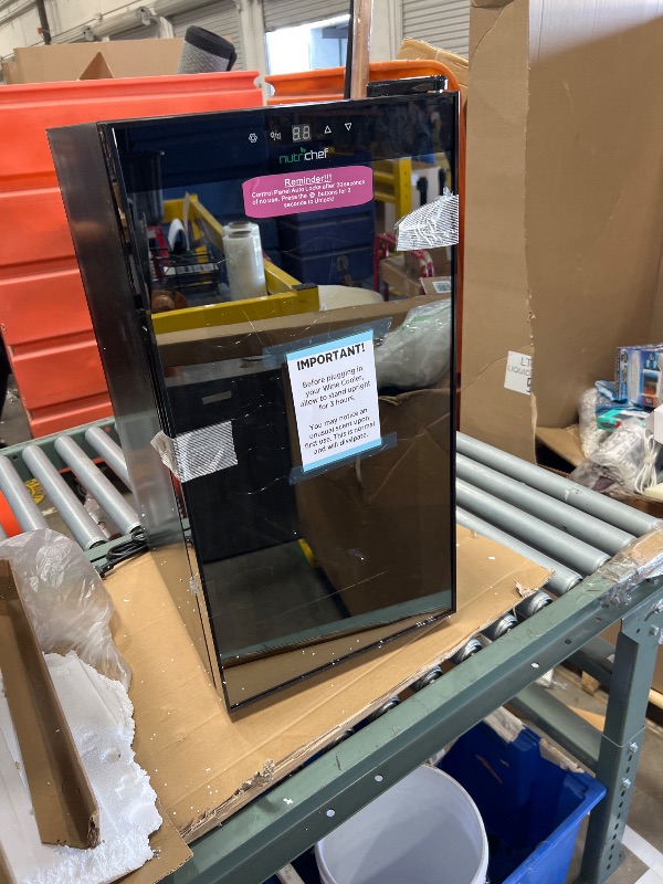 Photo 1 of ***SEE NOTES*** 
NutriChef Compressor Refrigerator White & Red Chiller Countertop Cooler-Freestanding Compact Mini Wine 15 Bottle Capacity, Digital, Glass Door, Black, Quiet Operation Fridge Touch Temperature Control