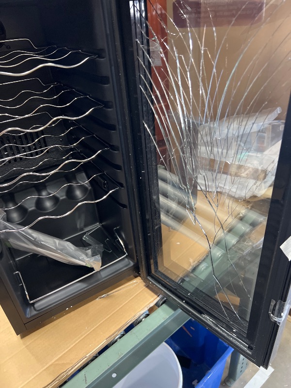 Photo 1 of ***SEE NOTES*** 
NutriChef Compressor Refrigerator White & Red Chiller Countertop Cooler-Freestanding Compact Mini Wine 15 Bottle Capacity, Digital, Glass Door, Black, Quiet Operation Fridge Touch Temperature Control