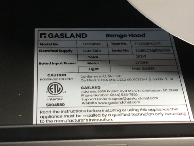 Photo 1 of * HOOD DENTED FROM SHIPPING* GASLAND Master 36 Inch Under Cabinet Range Hood, Matte Black, 700 CFM for Heavy-Duty Cooking Kitchen Exhaust Fan, 3-speed Powerful Stove Vent Hood 67dB, Three Filters Vent Hood with 5000K LED light