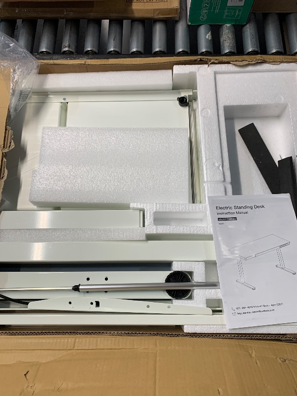 Photo 1 of ***DAMAGED - GLASS TOP CRACKED - SEE PICTURES***
ErGear 44" x 24" Electric Standing Desk with Drawers, Height Adjustable Desk with 4 Preset Heights, Ergonomic Rising Home Office Computer Table with Splice Board, White