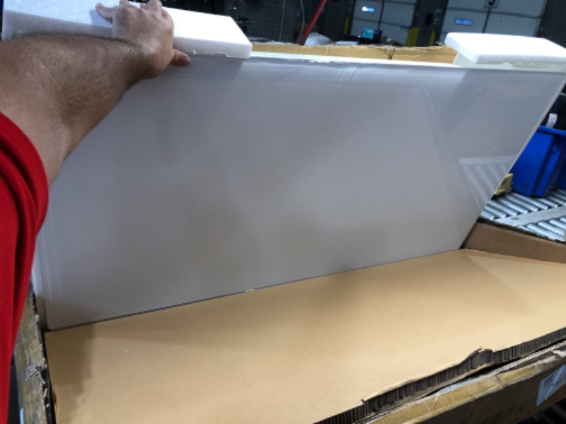 Photo 1 of ***DAMAGED - GLASS TOP CRACKED - SEE PICTURES***
ErGear 44" x 24" Electric Standing Desk with Drawers, Height Adjustable Desk with 4 Preset Heights, Ergonomic Rising Home Office Computer Table with Splice Board, White