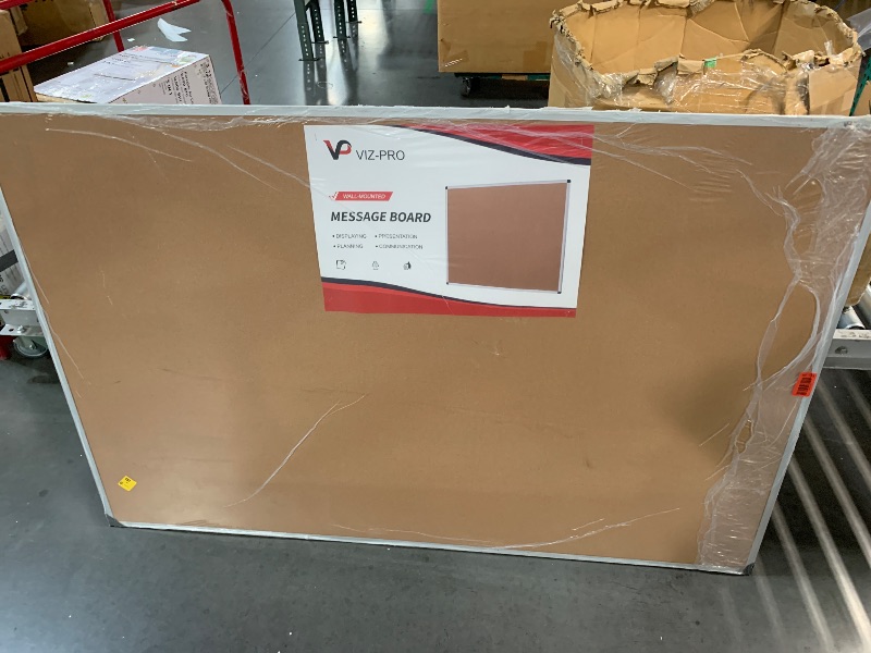 Photo 1 of * DAMAGED IN MIDDLE* VIZ-PRO Large Cork Bulletin Board, 72 X 48 Inches, Wall-Mounted Corkboard with Silver Aluminium Frame for School, Office, and Home 6' X 4'