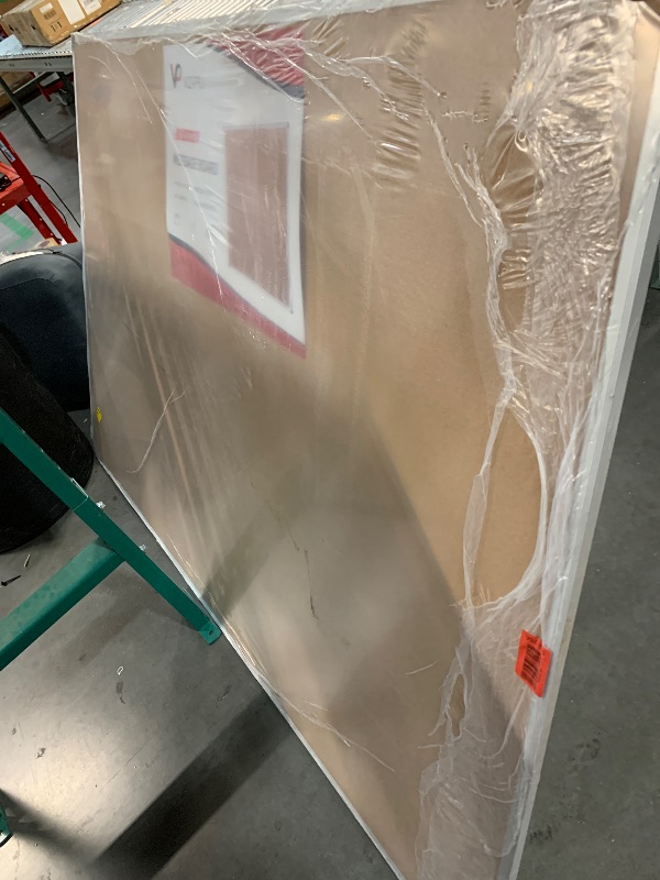 Photo 1 of * DAMAGED IN MIDDLE* VIZ-PRO Large Cork Bulletin Board, 72 X 48 Inches, Wall-Mounted Corkboard with Silver Aluminium Frame for School, Office, and Home 6' X 4'