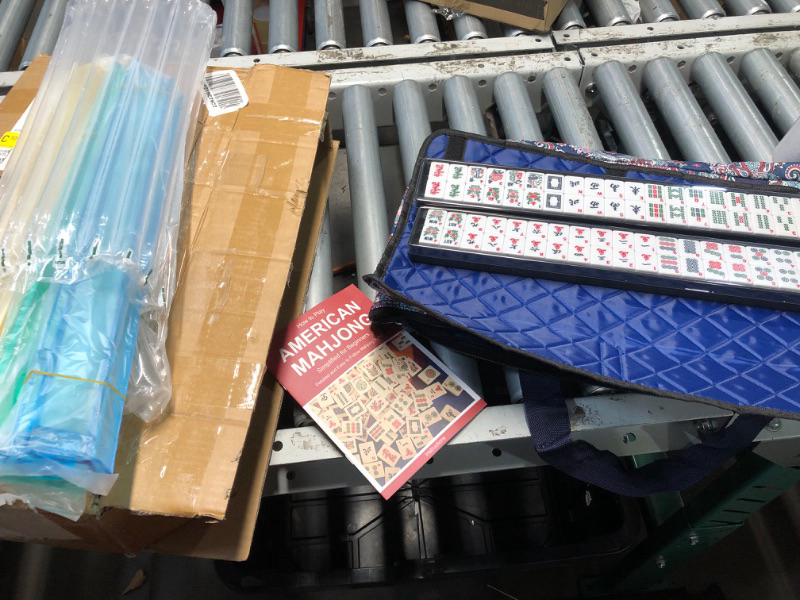 Photo 1 of (see all images) GUSTARIA American Mahjong Game Set, 166 White Tiles, 4 All-in-One Color Rack/Pushers, Complete Mahjong Tile Set, Printed Carrying Bag