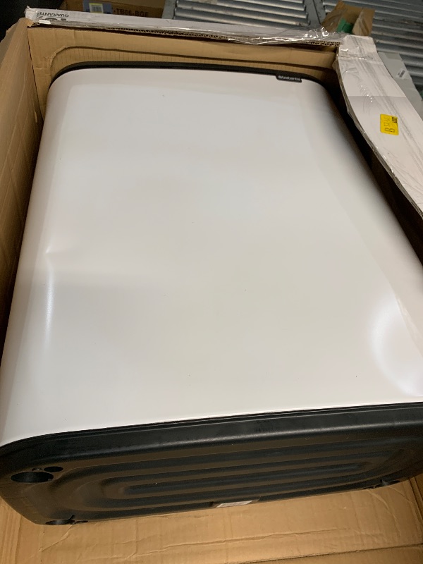Photo 1 of (used)(damaged) Brabantia Bo Touch Top Trash Can - 1 x 16 Gal Bucket (White) Soft Open/Close Kitchen Garbage & Recycling Can with Removable Compartment
