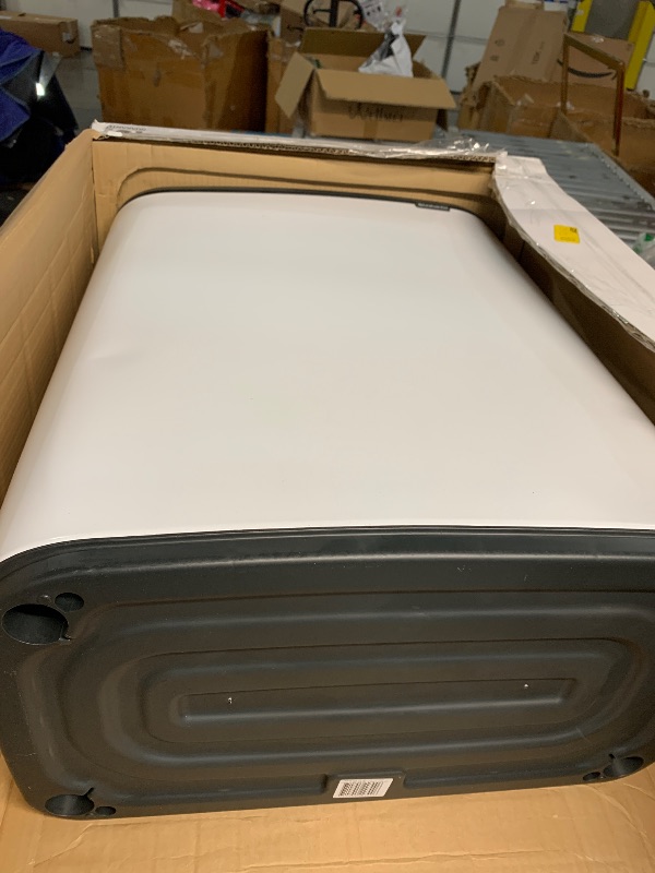 Photo 1 of (used)(damaged) Brabantia Bo Touch Top Trash Can - 1 x 16 Gal Bucket (White) Soft Open/Close Kitchen Garbage & Recycling Can with Removable Compartment