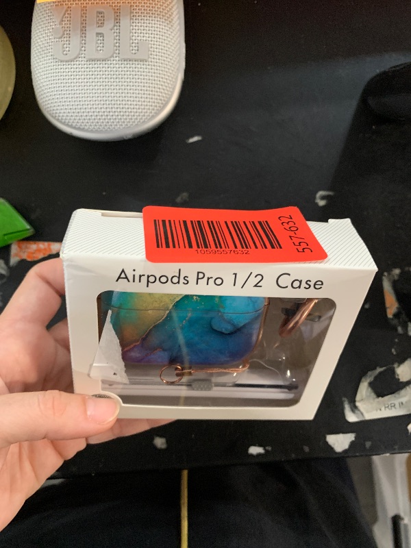 Photo 1 of ?with Safety Lock? for AirPods Pro 2nd/1st Generation Case Cover, Cute Floral AirPod Pro 2 Case Hard iPod Pro Cases for Women Girly (2023 USB-C/2022/2019) - Rainbow Gold Marble