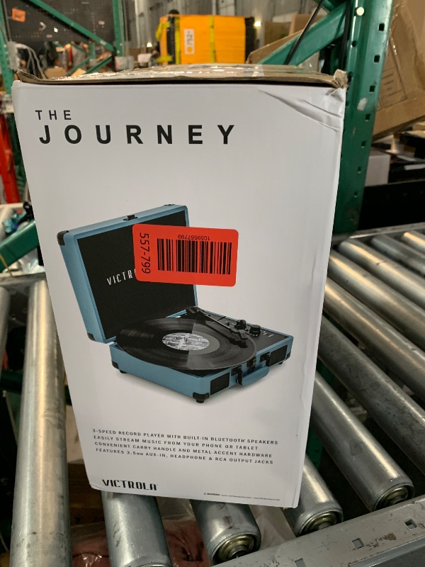 Photo 1 of (used) Victrola Journey Bluetooth Portable Suitcase Record Player – with Built-in Speakers, 3 Speed Vinyl Record Player