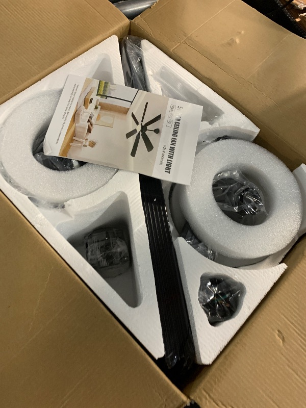 Photo 1 of (sold for parts) FUMLTP 56inch Black Ceiling Fans with Lights and Remote/App Control, Dimmable LED, Reversible DC Motor, Noiseless, 6 Double-Side blades