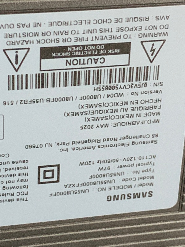 Photo 1 of Samsung 55-Inch Class Crystal UHD U8000F 4K Smart TV (2025 Model) Endless Free Content, Crystal Processor 4K, MetalStream Design, Knox Security, Compatible with Alexa