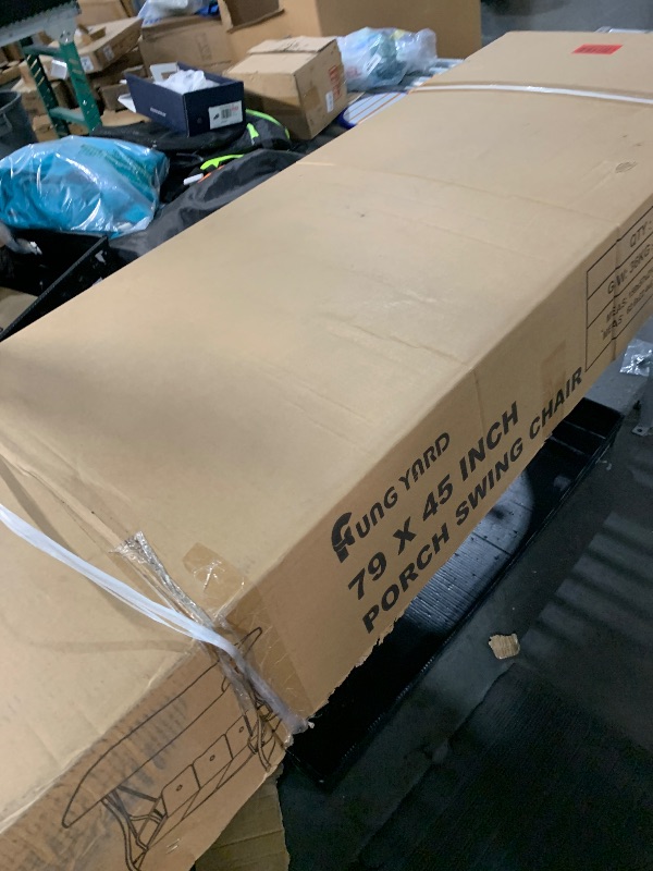 Photo 1 of ***PARTS ONLY***3-Seat Patio Swing Chair Outdoor Heavy Duty Steel Frame with Adjustable Canopy Removable Cushions - All Weather Porch Swings Glider for Backyard, Garden, Poolside - Navy Blue