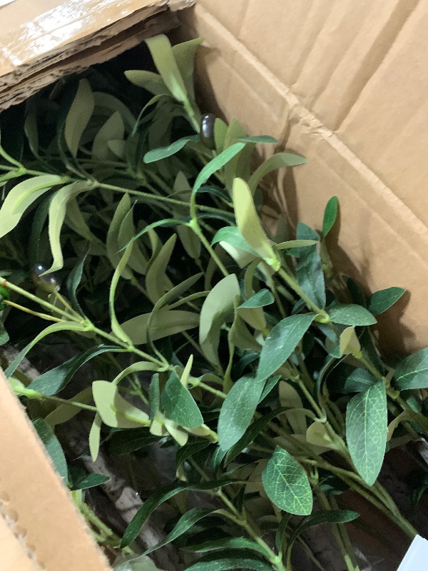 Photo 1 of Artificial Olive Tree 5FT, Indoor Fake Silk Plant with Realistic Trunk, Leaves, Fruits and White Planter, Faux Potted Tree for Home Decor and Housewarming Gift, 1 Pack