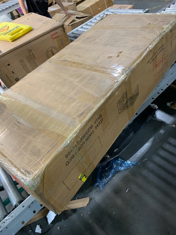 Photo 1 of ***SEE NOTES*** 
FAVSH Metal Loft Bed with L-Shaped Desk and Storage Wardrobe,Twin Size Heavy Duty Bedframe w/Stairs + Metal Grid & Guardrail, Space-Saving, Noise Free, No Box Spring Needed,White