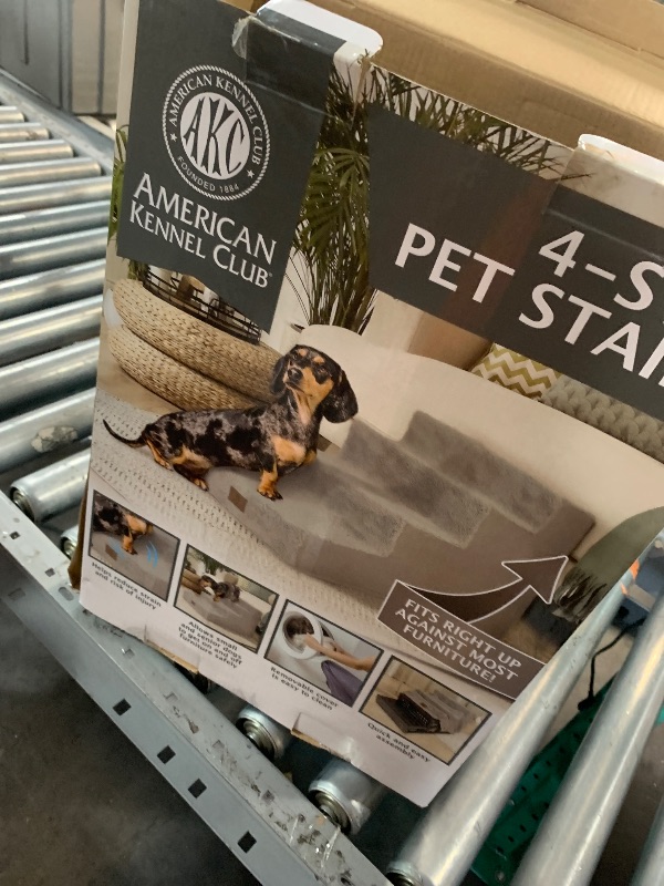 Photo 1 of ***missing cover***AKC 4-Step Pet Stairs – Durable, Non-Slip Steps for Small Dogs and Cats, Washable Cover, Simple No-Tool Assembly, Supports Up to 50 lbs