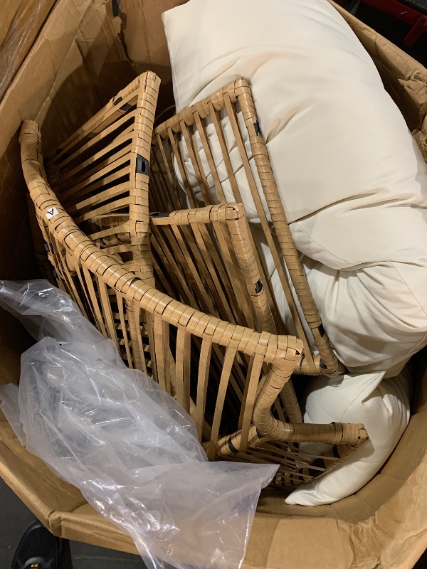 Photo 1 of (missing one leg) Shintenchi Wicker Egg Chair Outdoor Rattan Patio Chair with Cushion,Oversized Patio Lounge Chairs with Cushion Egg Basket Chair,