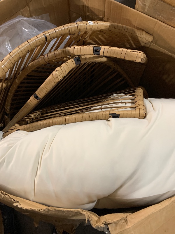 Photo 1 of (missing one leg) Shintenchi Wicker Egg Chair Outdoor Rattan Patio Chair with Cushion,Oversized Patio Lounge Chairs with Cushion Egg Basket Chair,