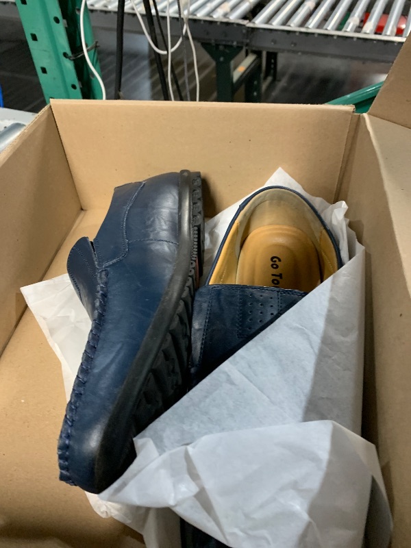 Photo 1 of (13/50) (USED/FAIR) Go Tour Men's Premium Genuine Leather Casual Slip on Loafers Breathable Driving Shoes Fashion Slipper A Blue 13/50