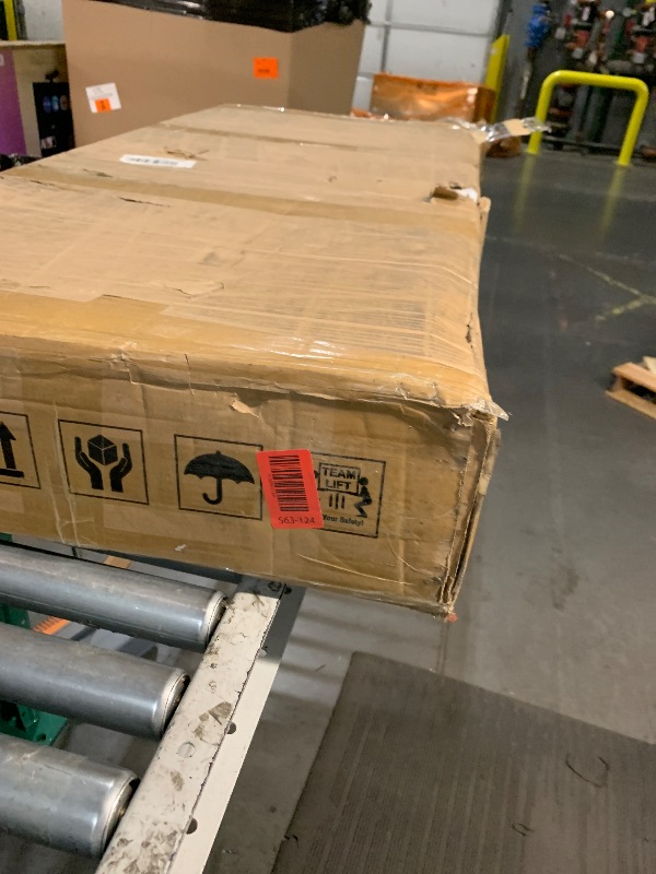 Photo 1 of LITTLE TREE 47-Inch Reception Desk with Counter, Oak Front Desk Reception Room Table, Retail Counter for Checkout, Modern Welcome Desk for Lobby, Office, Beauty Salon