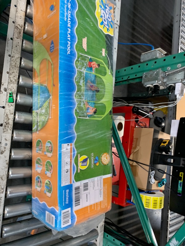 Photo 1 of ***FACTORY SEALED BRAND NEW***
H2OGO! Kids Splash-in-Shade 8-Foot Round Steel Frame Above Ground Pool with Water Mister and Canopy Sunshade, Green Tropical Leaf Print