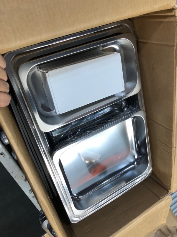 Photo 1 of ***DAMAGED - SEE PICTURES***
sifer Chafing Dishes for Buffet 9Qt 4 Pack [Multi-Size Food Pans] | Chafing Dishes with 80% Faster [Screwless Installation] and Stacking Design [Easy Storage] for Fathers Day Party/Wedding