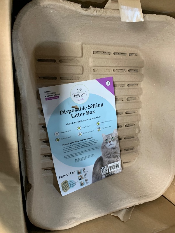 Photo 1 of ***missing tray**Kitty Sift (Set of 1 Litter Box & 5 Sifting Liners) Sustainable, Clean, Sifting, Disposable Cat Litter Box Kit - Jumbo, 6-Set Kit