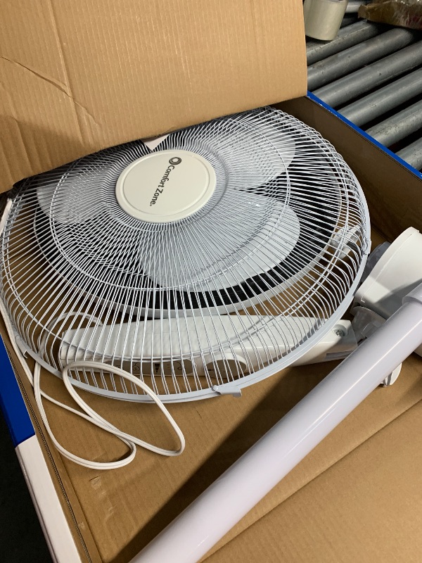 Photo 1 of (used)(see images) Comfort Zone 18-Inch Oscillating Pedestal Fan with Remote Control, 3-Speed Standing Fan with Adjustable Height (45–52”)