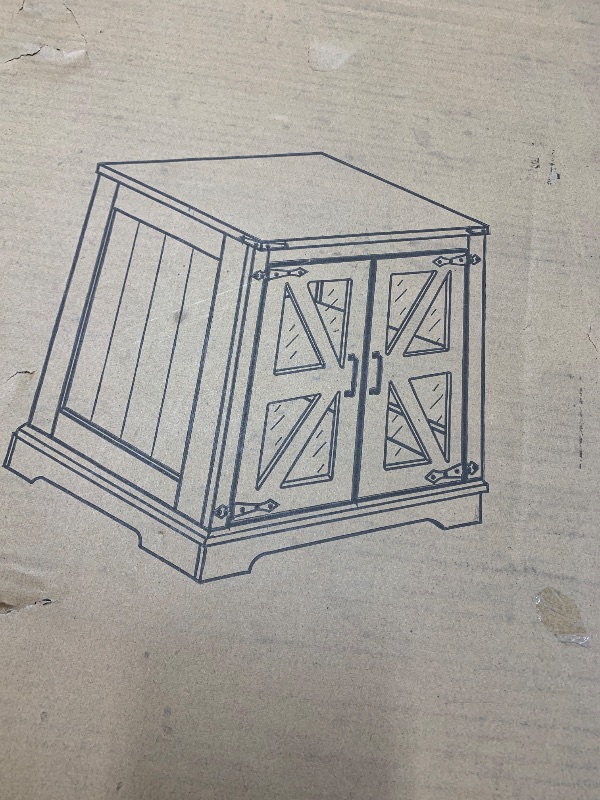 Photo 1 of (please see all images) BEROXII Farmhouse End Table, 24" Large End Tables with Storage, Rustic Square Sofa Beside Table with Glass Barn Door