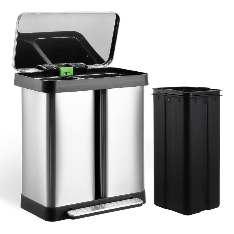 Photo 1 of  Gal Trash Can, Dual Garbage Can & Recycle Bin with Compartments, Soft Close Lid and Airtight, for Home, Office, Business