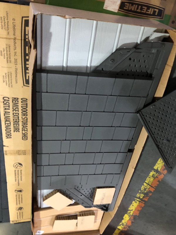 Photo 1 of ***DAMAGED - INCOMPLETE - TRUCK/TRAILER PICKUP ONLY - SEE PICTURES***
Lifetime Outdoor Storage Shed, 15 x 8 Foot, Gray