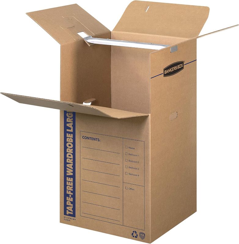 Photo 1 of *xl 6pck* Bankers Box Tall Wardrobe Box 6 Pack, Tape-Free Design, 24-in x 24-in x 40-in (7710501)
