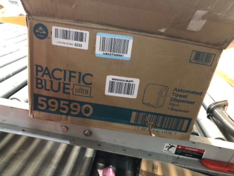 Photo 1 of ***MISSING PARTS***Pacific Blue Ultra 8" High-Capacity Automated Touchless Paper Towel Dispenser by GP PRO (Georgia-Pacific); Black; 59590; 12.9" W x 9" D x 16" H; 1 Dispenser