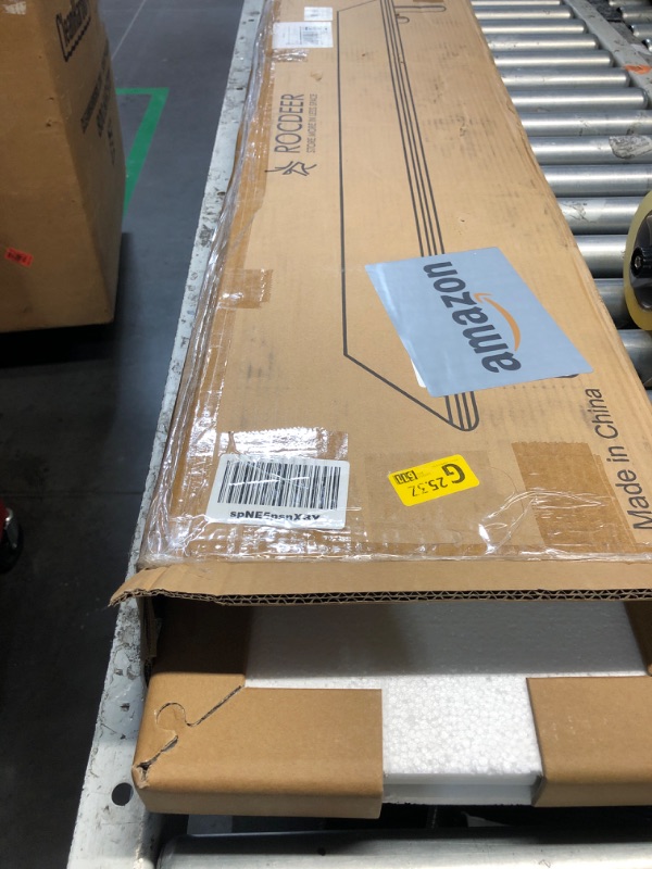 Photo 1 of ROCDEER Bamboo Dual Monitor Stand Riser White, Desk Monitor Riser for 2 Monitors, Supports for PC Computer Monitor, Printer, Heavy TV Riser up to 300 lbs, White