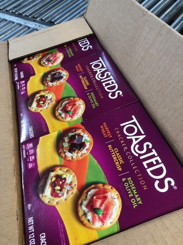 Photo 1 of ***(EXP: 08/08/25 )NONREFUNDABLE*** Toasteds Crackers, Ready to Dip Snacks, Party Snacks, Variety Pack (12 Boxes)
