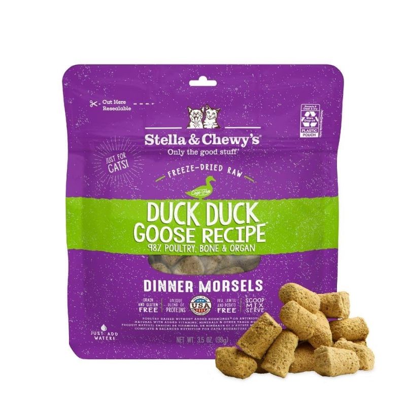 Photo 1 of ***(EXP: 10/30/2025) NONREFUNDABLE*** Stella & Chewy's Freeze-Dried Raw Cat Dinner Morsels - Premium Duck & Goose Recipe with 98% Cage-Free Poultry & Organs - Natural Grain-Free Dog & Puppy Food - Made in USA - 3.5 oz, 8 PACKS 