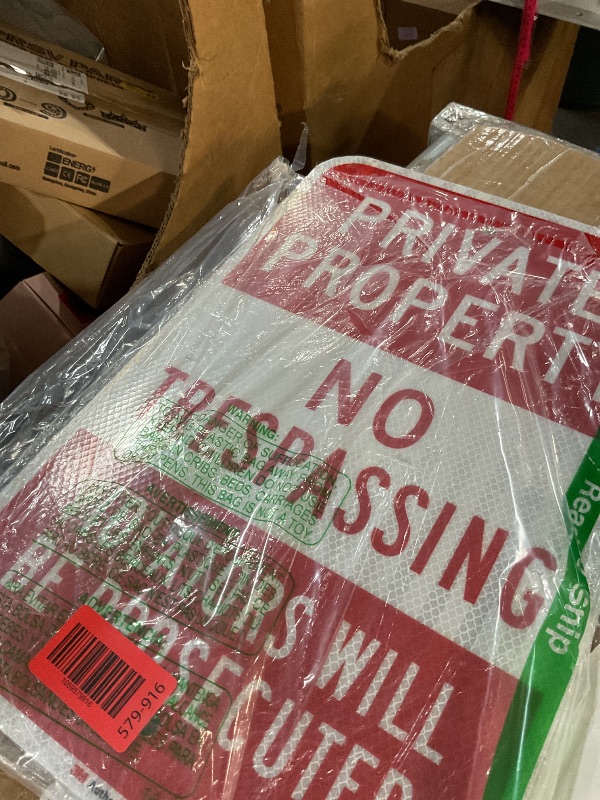 Photo 1 of SmartSign Private Property No Trespassing Sign, Violators Prosecuted Sign, 12 x 18 Inches 3M High Intensity Grade Reflective Aluminum, USA Made