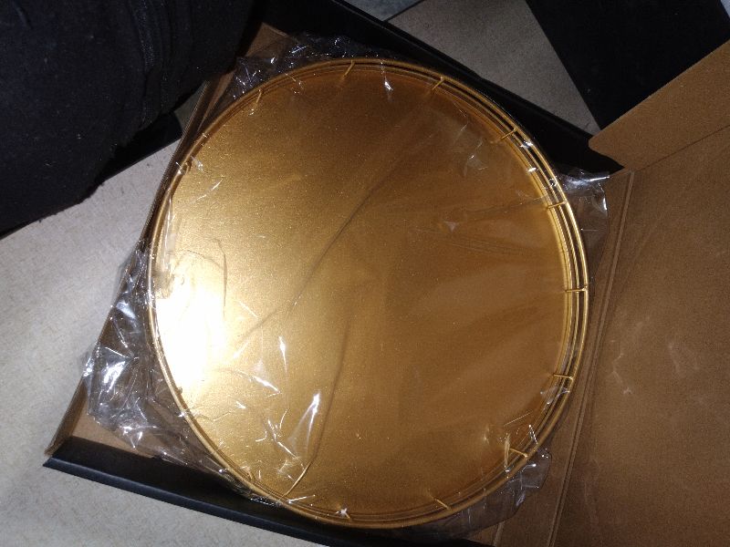 Photo 1 of 12" Gold Lazy Susan for Table Top, Oak Wood Lazy Susan Turntable Organizer for Dining Coffee Table Centerpiece Bar Decor Kitchen Countertop Bathroom Vanity Decorative Tray for Perfume Jewelry Round