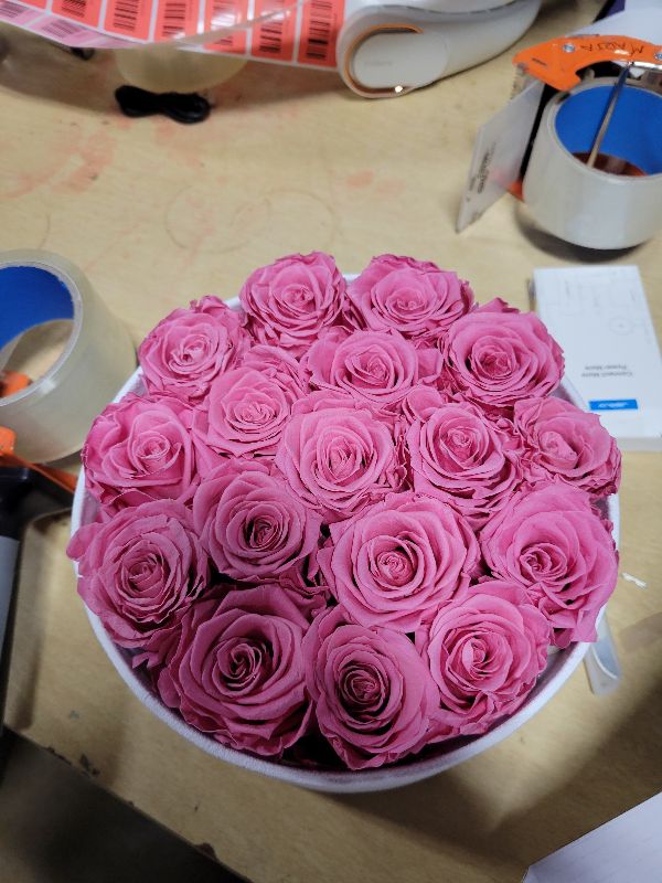 Photo 1 of 17 Forever Flowers in a Luxury Suede Box, Preserved Roses Birthday Gifts for Women, Romantic Anniversary Valentines Day Gifts for Her Girlfriend Wife, Pink