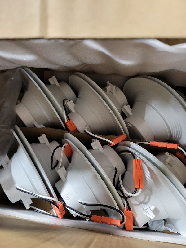 Photo 1 of 12 Pack 5/6 Inch 5CCT LED Recessed Downlight, Can Lights with Baffle Trim, Wet Rated, E26 Base, 10.5W=85W, CRI 90, Dimmable, Simple Retrofit Installation, Energy Star & ETL Listed