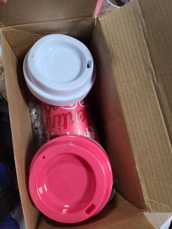 Photo 1 of 12 Pcs Galentines Day Coffee Cups Gift Bulk with Lids 16 oz Reusable Plastic Heart Cups Galentine's Day Party Supplies Red Pink Mug for Women Teacher Galentine‘s Friendship Gift for Hot Cold Drink