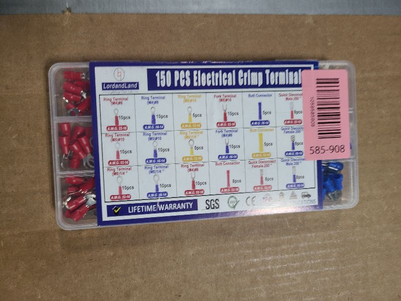Photo 1 of 150PCS Mixed Quick Disconnect Electrical Insulated Butt Bullet Spade Fork Ring Solderless Crimp Terminals 18 Types Wire Connectors Assortment Kit